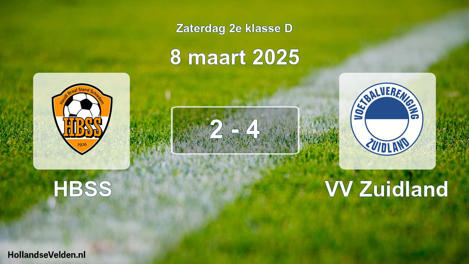 Total number of matches played: HBSS - VV Zuidland 2 - 4 (8 March 2025)