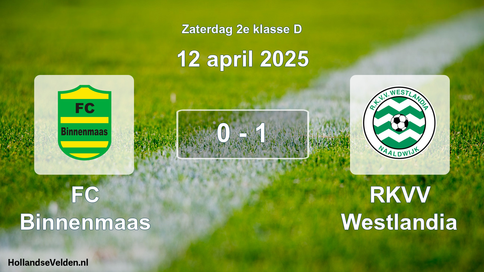 Total number of matches played: FC Binnenmaas - RKVV Westlandia 0 - 1 (12 April 2025)