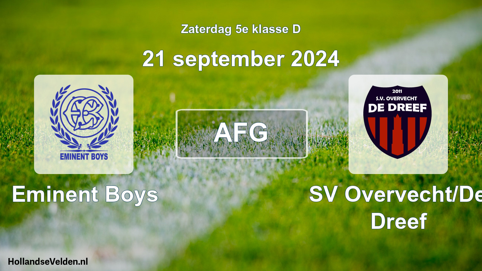 Geplande wedstrijd: Eminent Boys - SV Overvecht/De Dreef (21 september 2024)