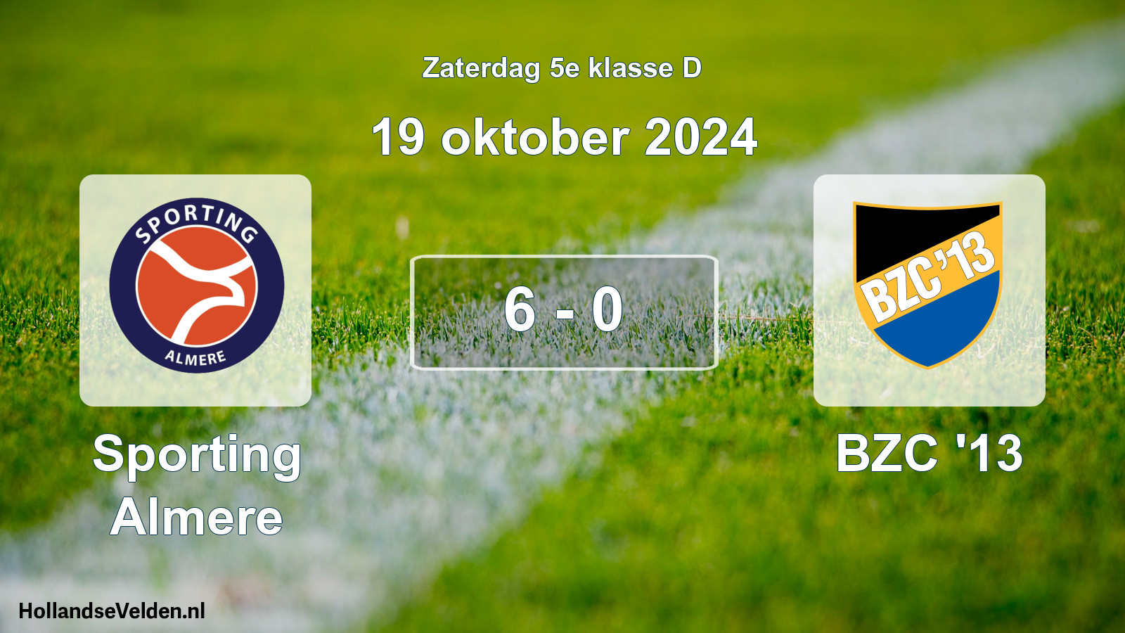 Total number of matches played: Sporting Almere - BZC '13 6 - 0 (19 October 2024)