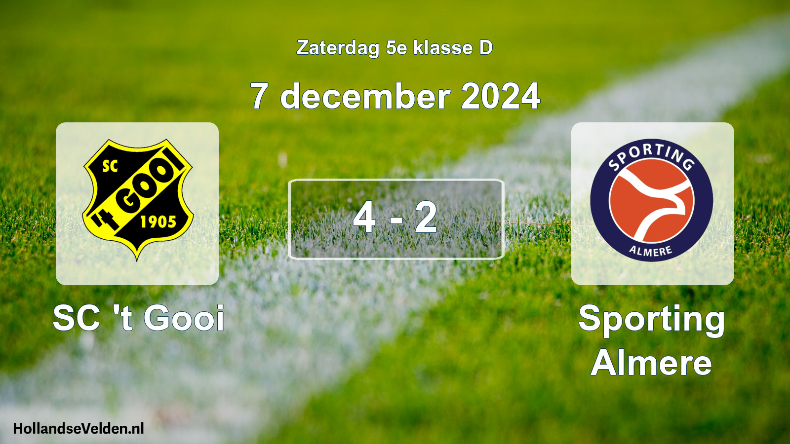 Total number of matches played: SC 't Gooi - Sporting Almere 4 - 2 (7 December 2024)