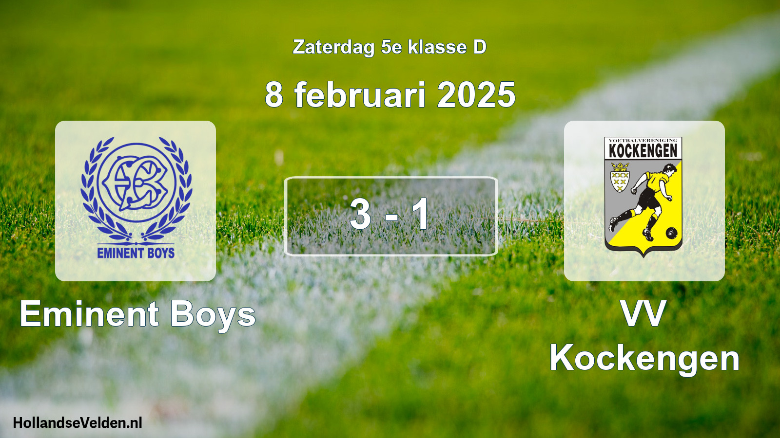 Total number of matches played: Eminent Boys - VV Kockengen 3 - 1 (8 February 2025)