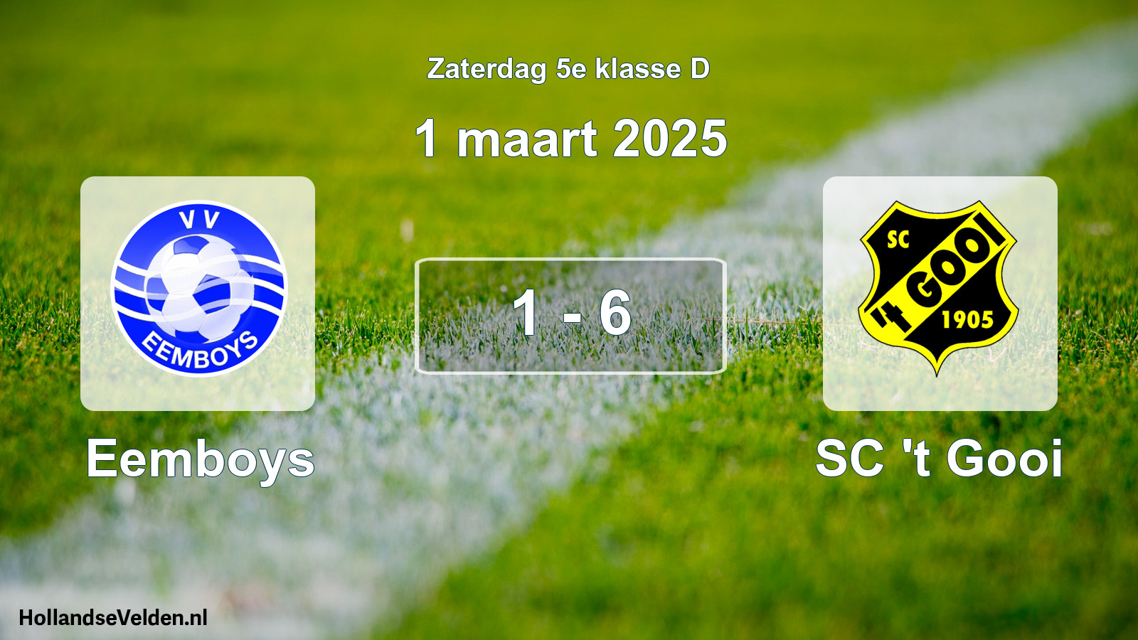 Total number of matches played: Eemboys - SC 't Gooi 1 - 6 (1 March 2025)
