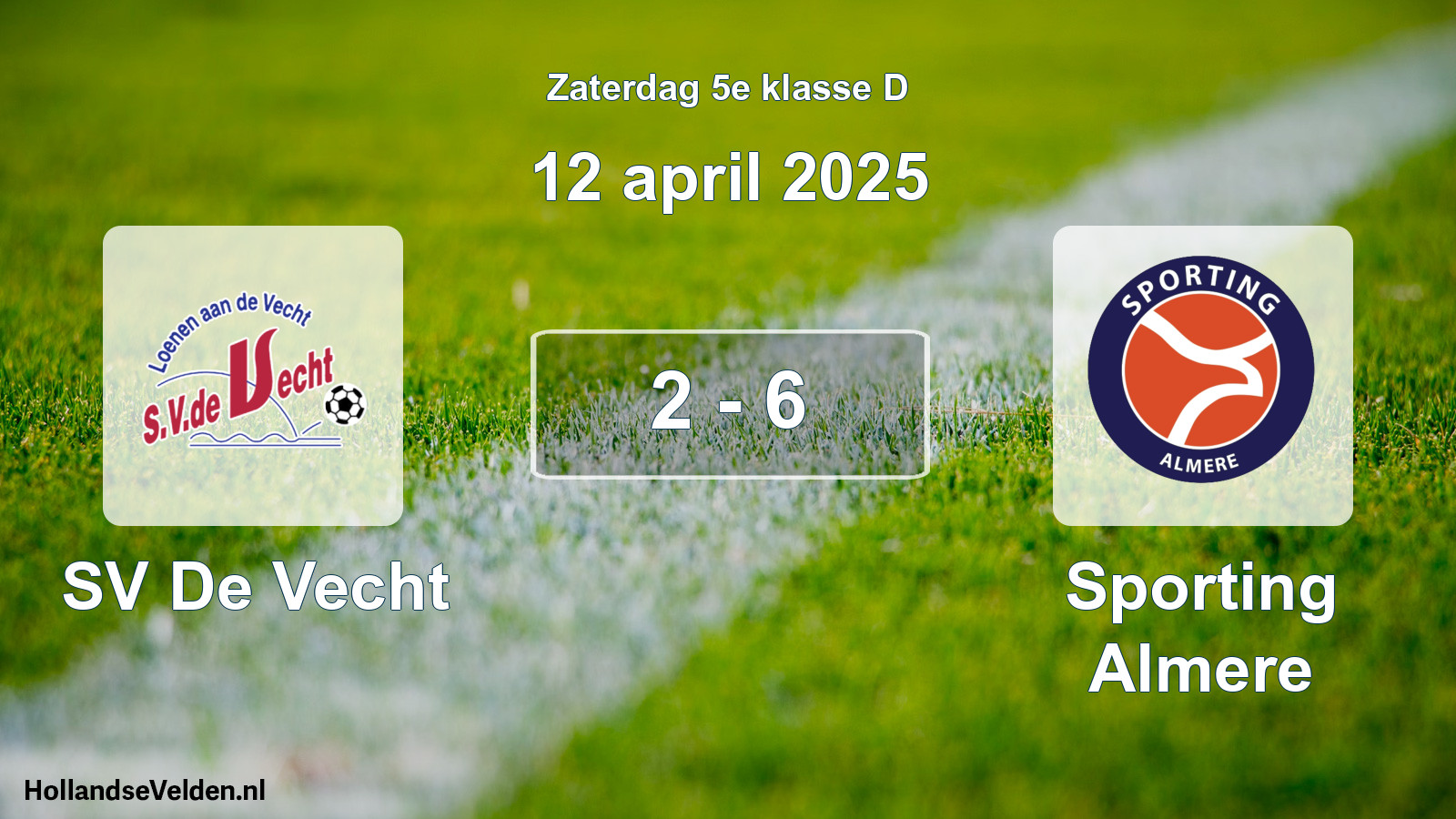 Total number of matches played: SV De Vecht - Sporting Almere 2 - 6 (12 April 2025)