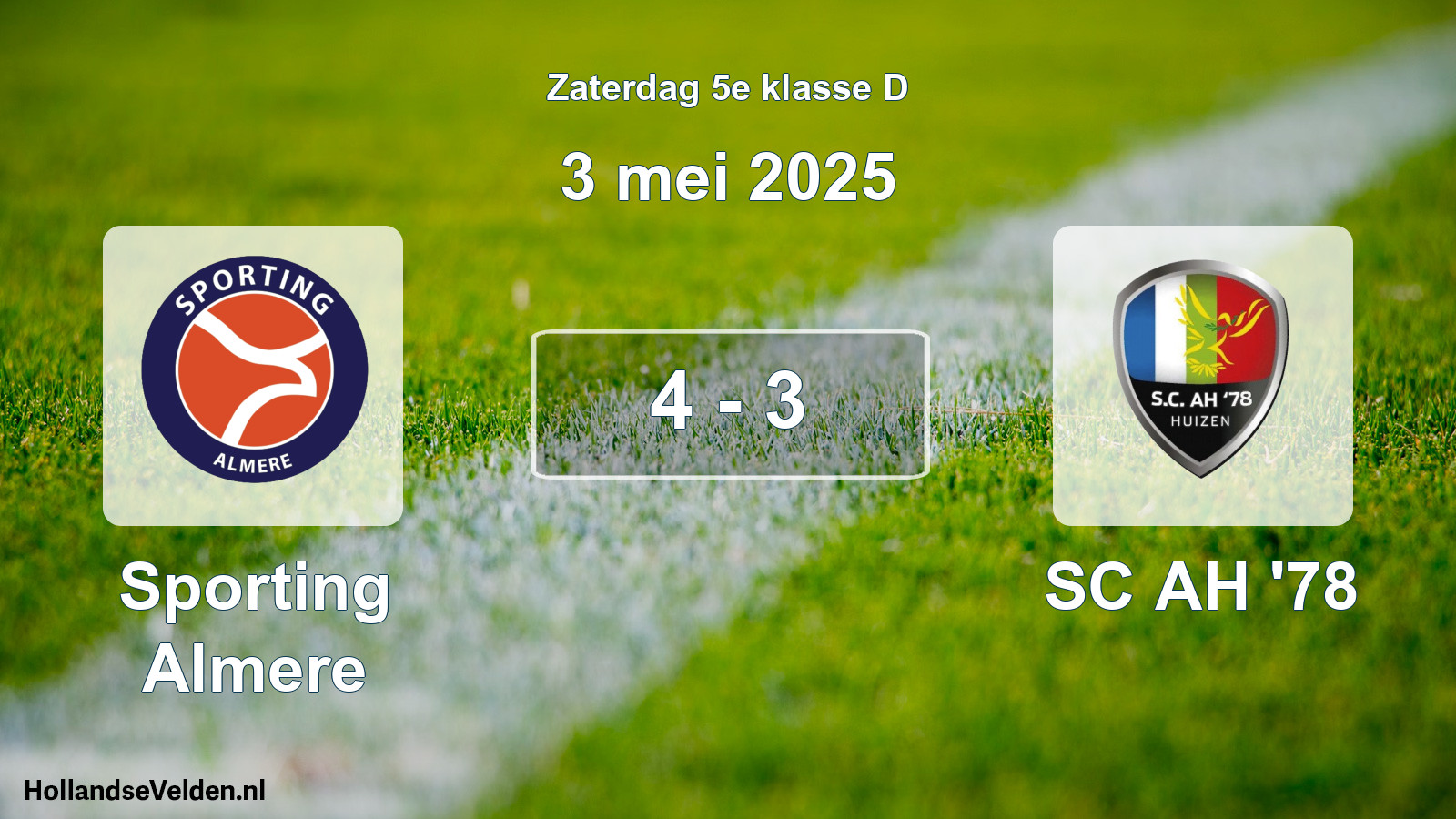 Total number of matches played: Sporting Almere - SC AH '78 4 - 3 (3 May 2025)