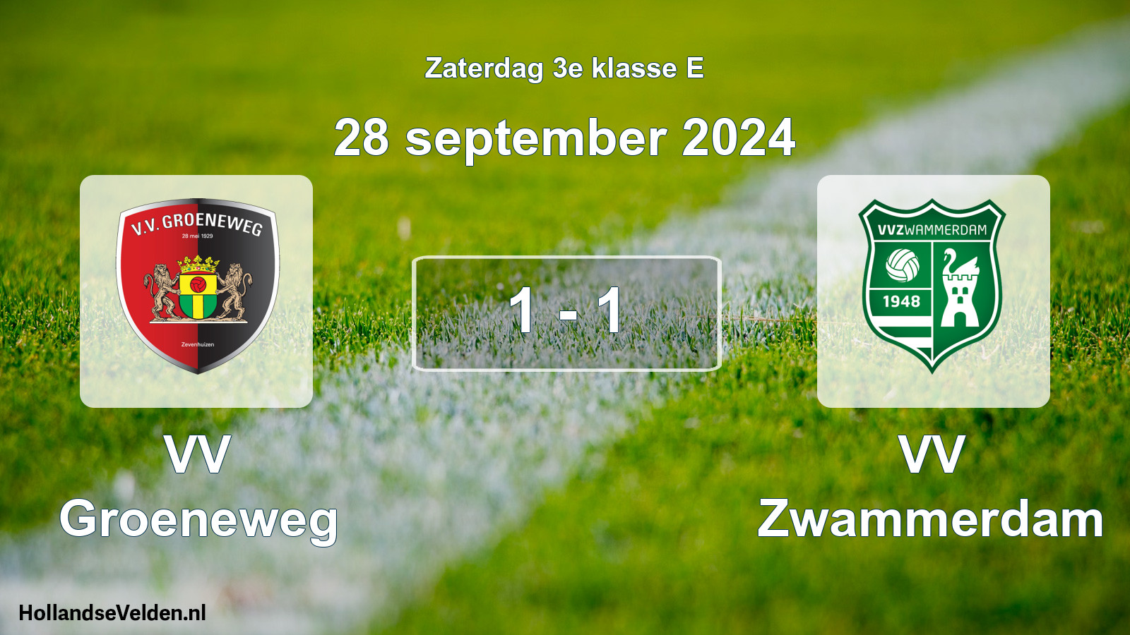 Total number of matches played: VV Groeneweg - VV Zwammerdam 1 - 1 (28 September 2024)