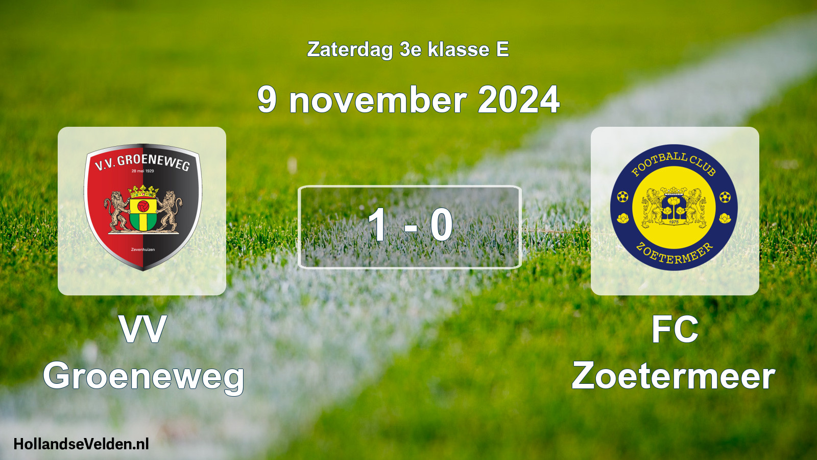 Total number of matches played: VV Groeneweg - FC Zoetermeer 1 - 0 (9 November 2024)