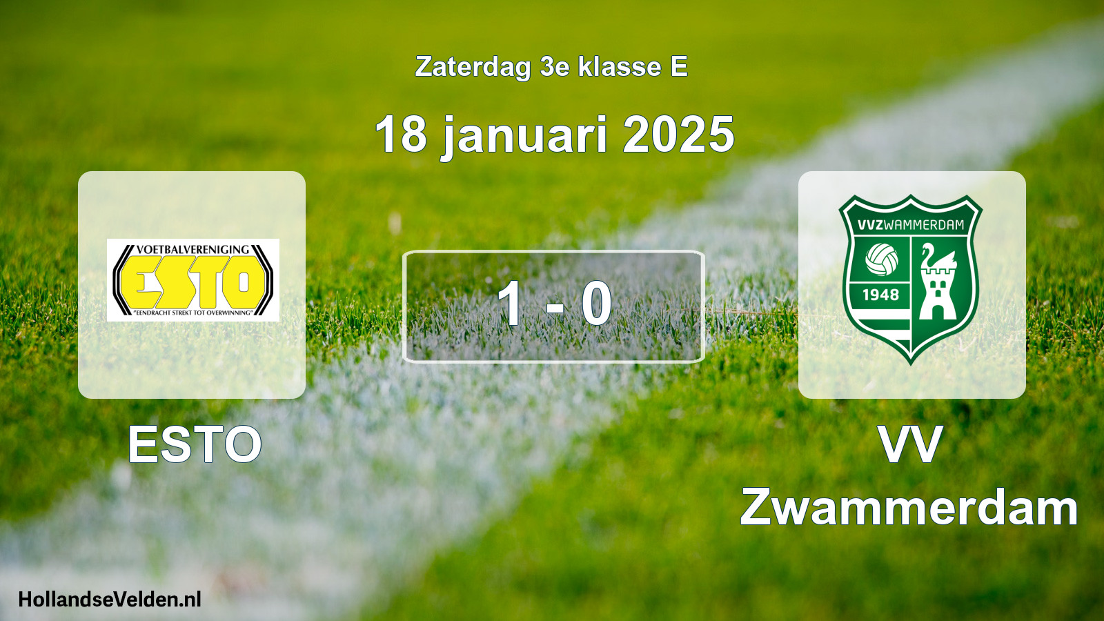 Total number of matches played: ESTO - VV Zwammerdam 1 - 0 (18 January 2025)