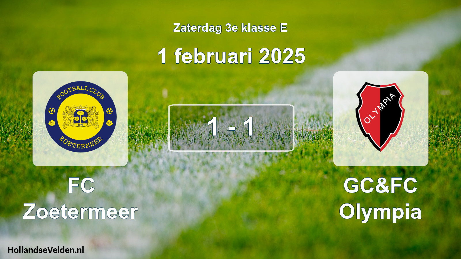 Total number of matches played: FC Zoetermeer - GC&FC Olympia 1 - 1 (1 February 2025)