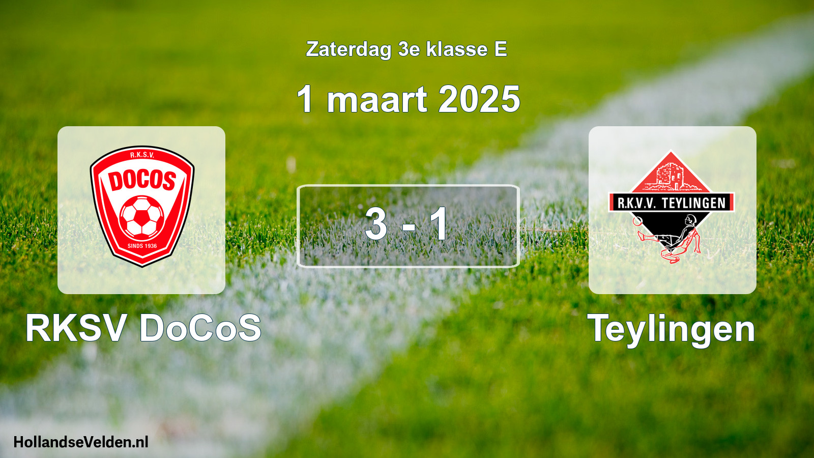 Total number of matches played: RKSV DoCoS - Teylingen 3 - 1 (1 March 2025)