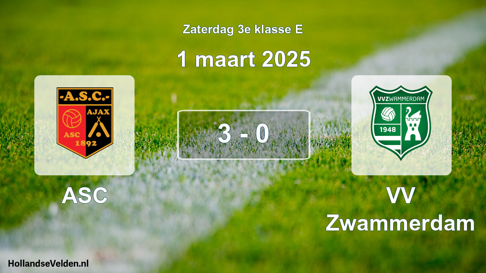 Total number of matches played: ASC - VV Zwammerdam 3 - 0 (1 March 2025)