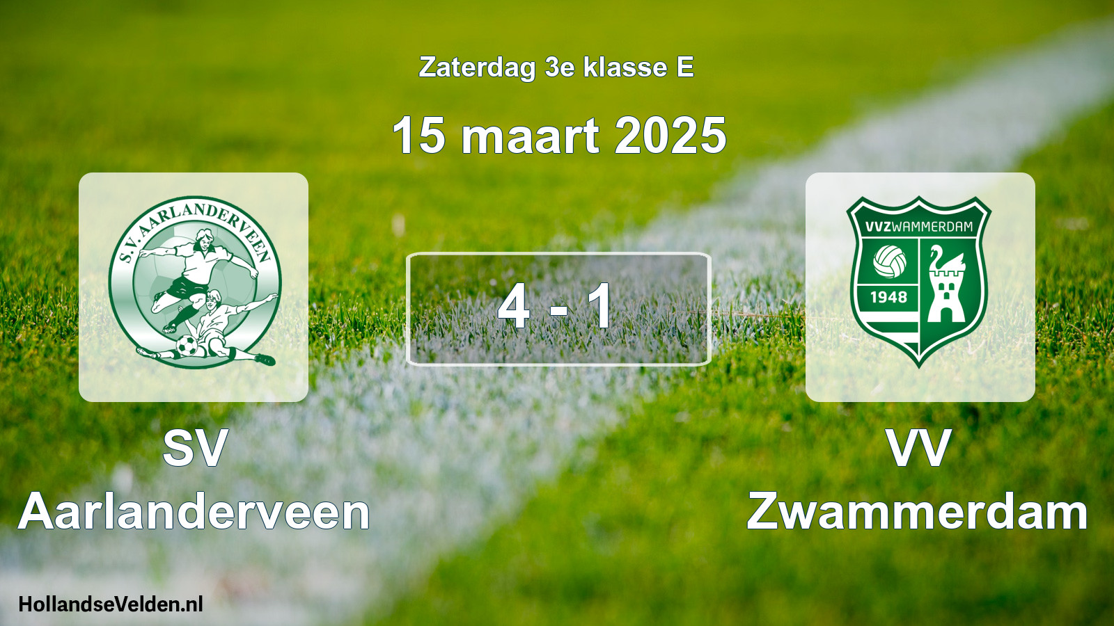 Total number of matches played: SV Aarlanderveen - VV Zwammerdam 4 - 1 (15 March 2025)