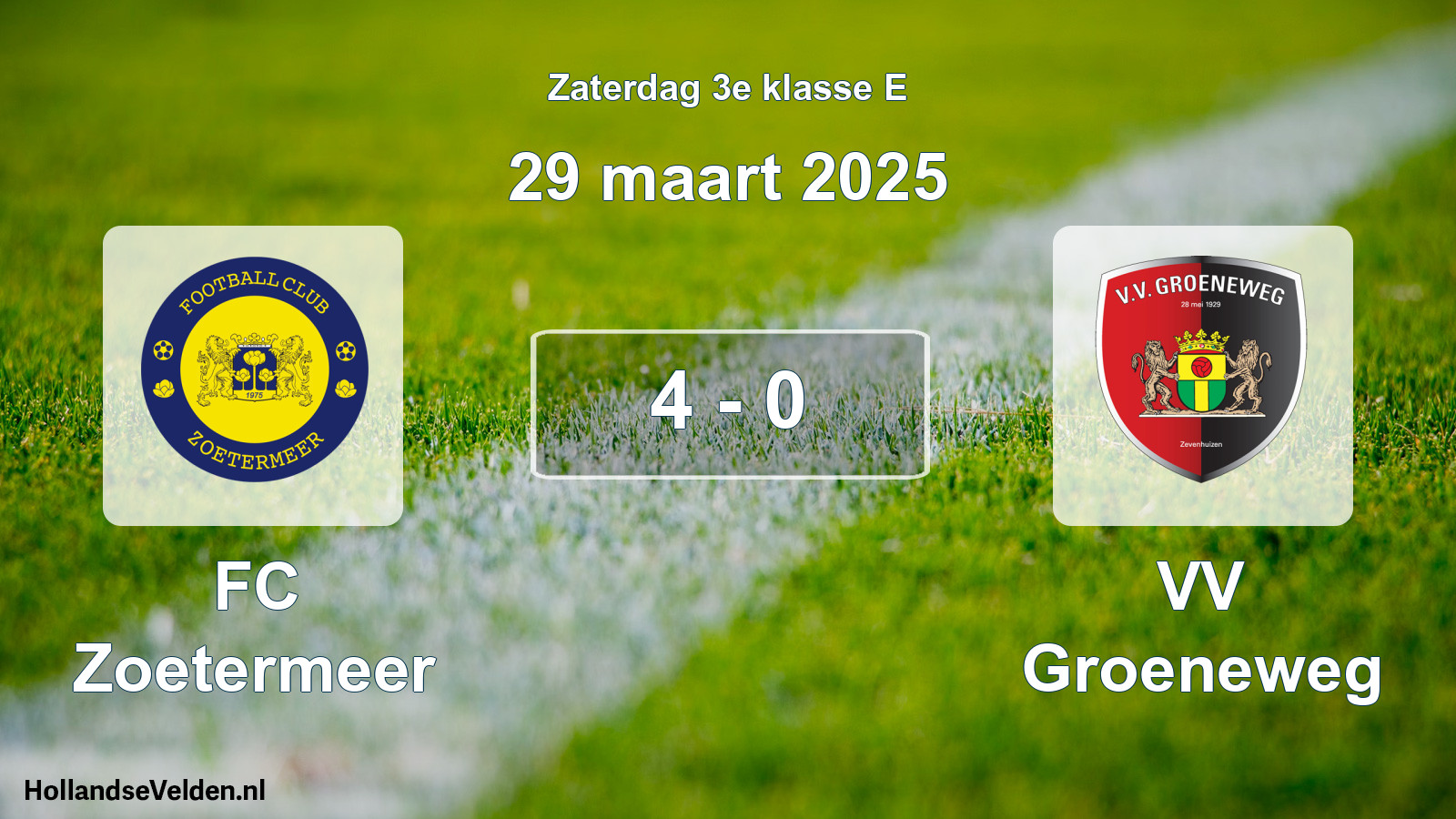 Total number of matches played: FC Zoetermeer - VV Groeneweg 4 - 0 (29 March 2025)