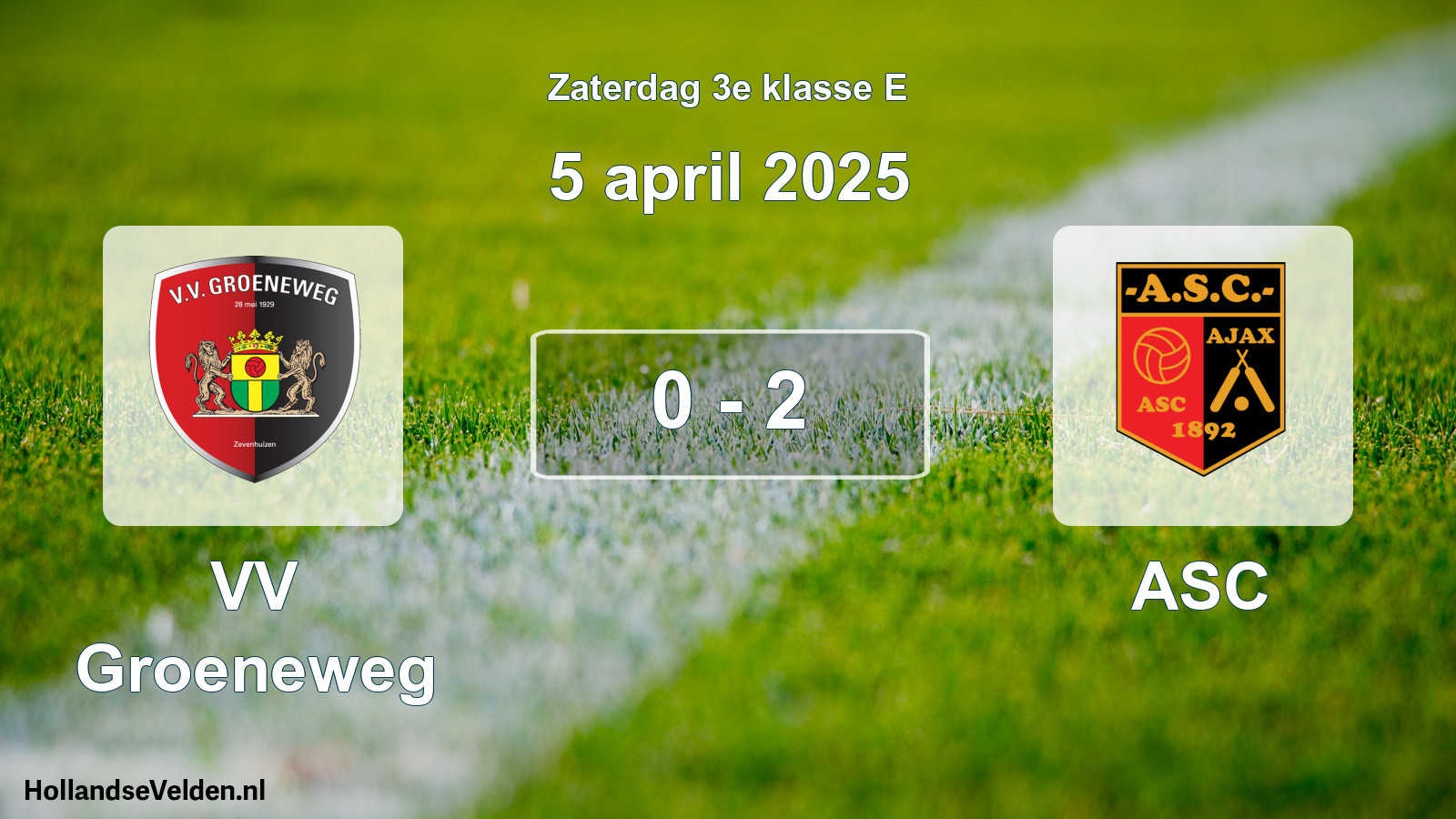 Total number of matches played: VV Groeneweg - ASC 0 - 2 (5 April 2025)