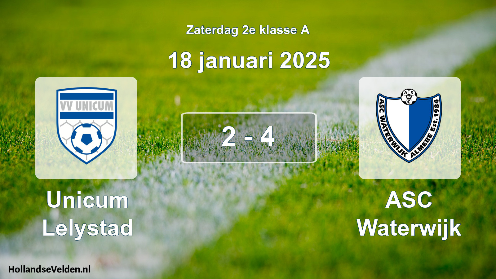 Total number of matches played: Unicum Lelystad - ASC Waterwijk 2 - 4 (18 January 2025)