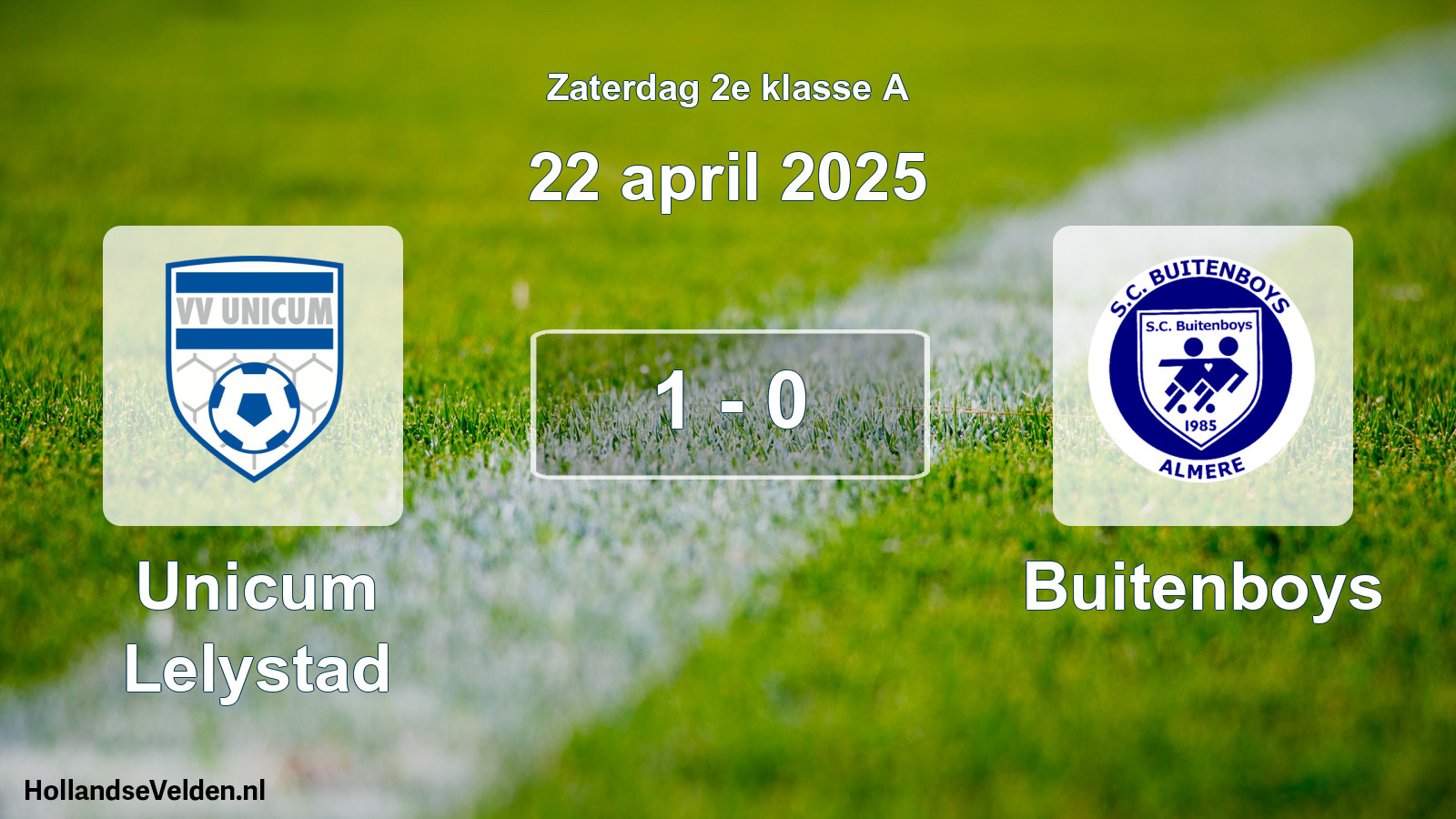 Total number of matches played: Unicum Lelystad - Buitenboys 1 - 0 (22 April 2025)