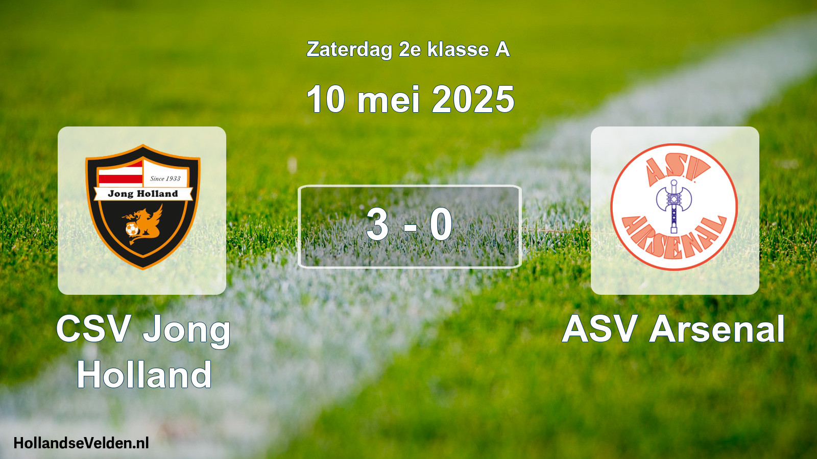 Total number of matches played: CSV Jong Holland - ASV Arsenal 3 - 0 (10 May 2025)