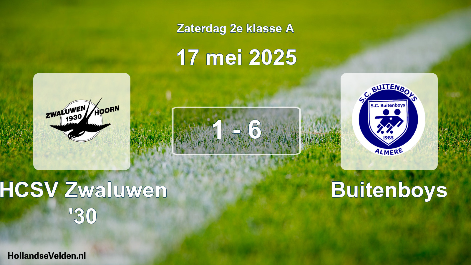 Total number of matches played: Zwaluwen '30 - Buitenboys 1 - 6 (17 May 2025)