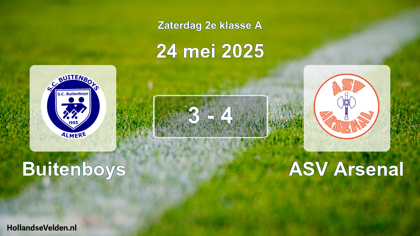 Total number of matches played: Buitenboys - ASV Arsenal 3 - 4 (24 May 2025)