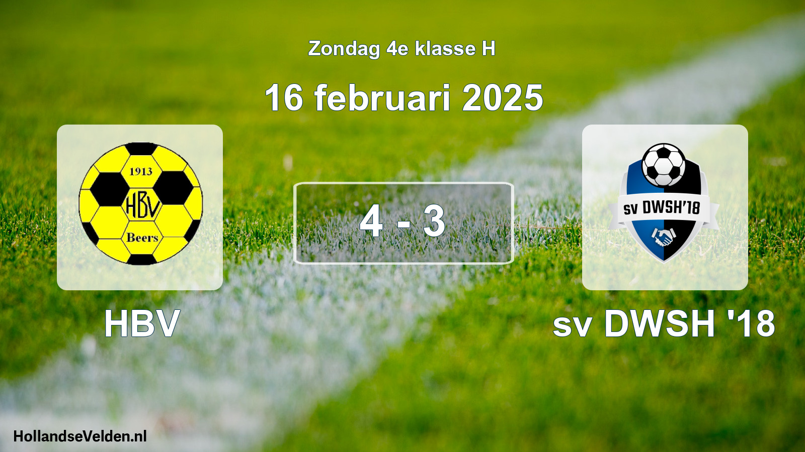 Total number of matches played: HBV - sv DWSH '18 4 - 3 (16 February 2025)