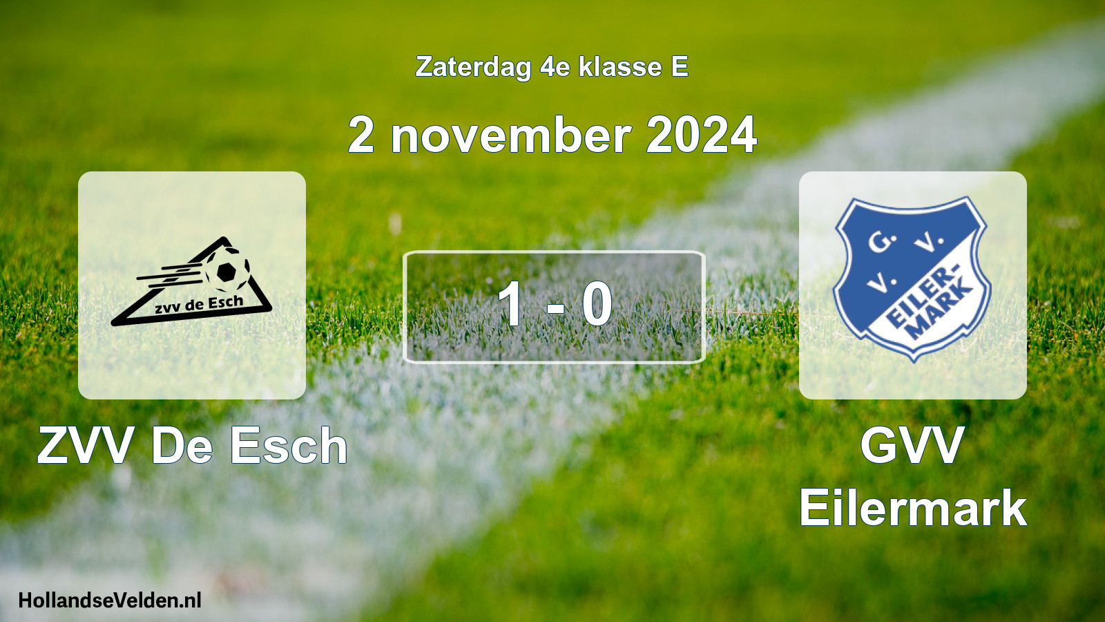 Total number of matches played: ZVV De Esch - GVV Eilermark 1 - 0 (2 November 2024)