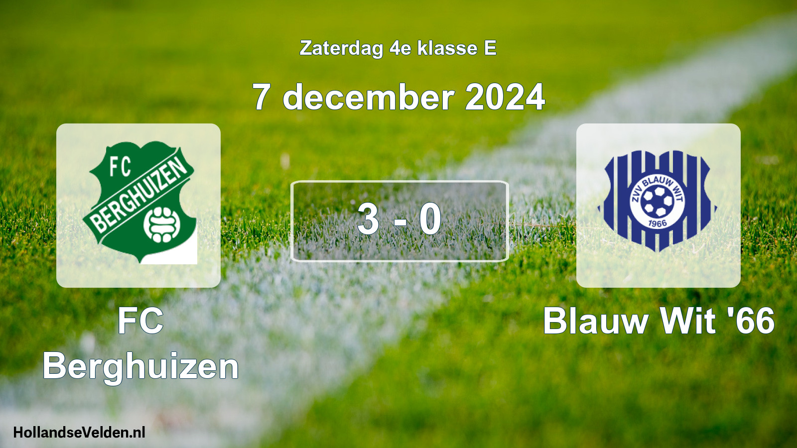 Total number of matches played: FC Berghuizen - Blauw Wit '66 3 - 0 (7 December 2024)