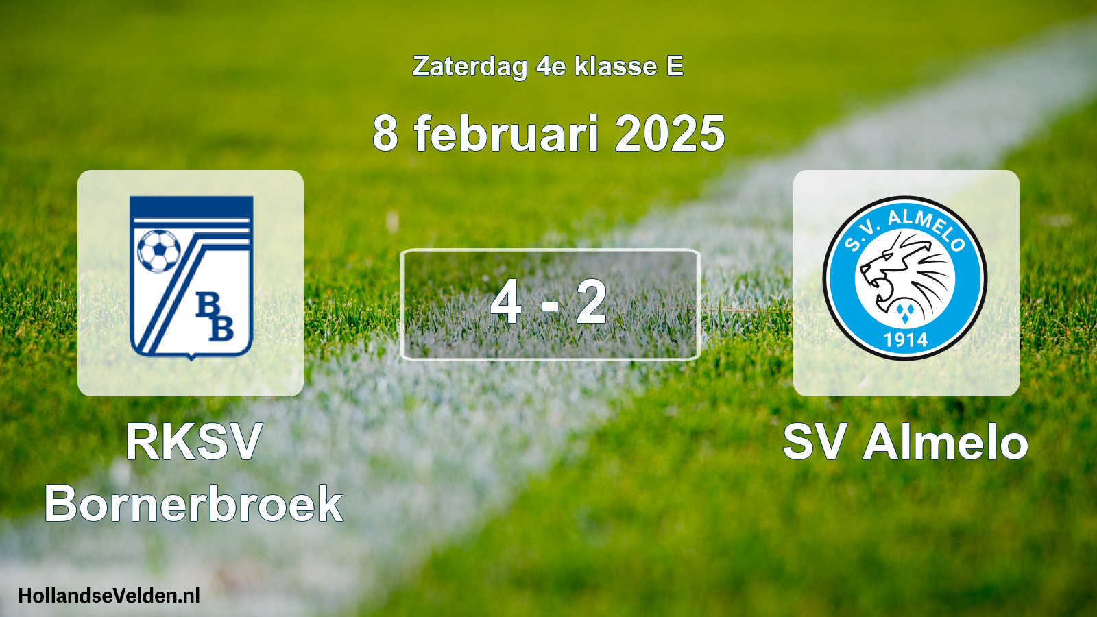 Total number of matches played: RKSV Bornerbroek - SV Almelo 4 - 2 (8 February 2025)