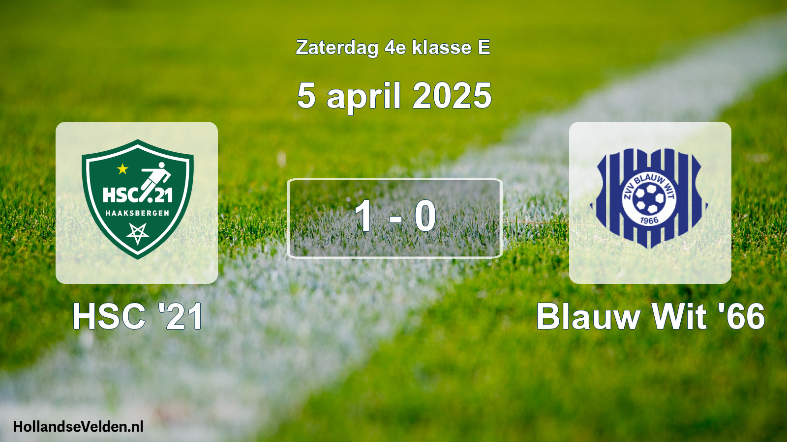 Total number of matches played: HSC '21 - Blauw Wit '66 1 - 0 (5 April 2025)