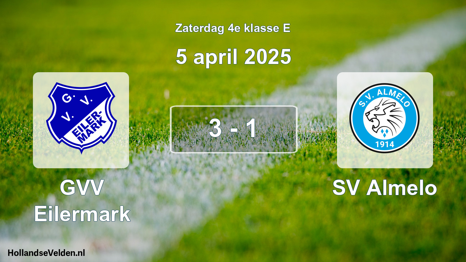 Total number of matches played: GVV Eilermark - SV Almelo 3 - 1 (5 April 2025)