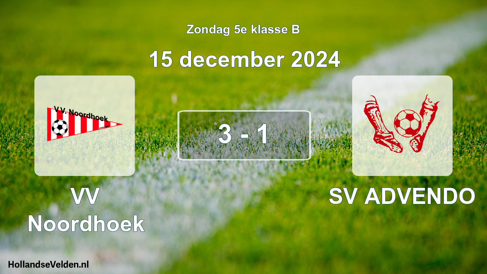 Total number of matches played: VV Noordhoek - SV ADVENDO 3 - 1 (15 December 2024)