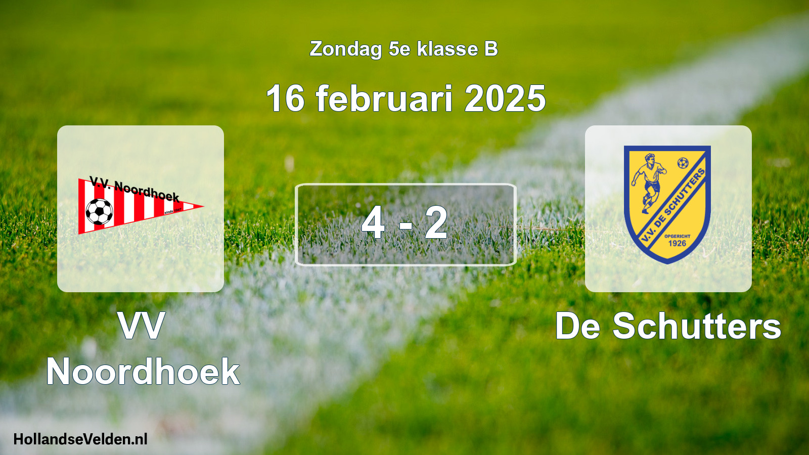 Total number of matches played: VV Noordhoek - De Schutters 4 - 2 (16 February 2025)