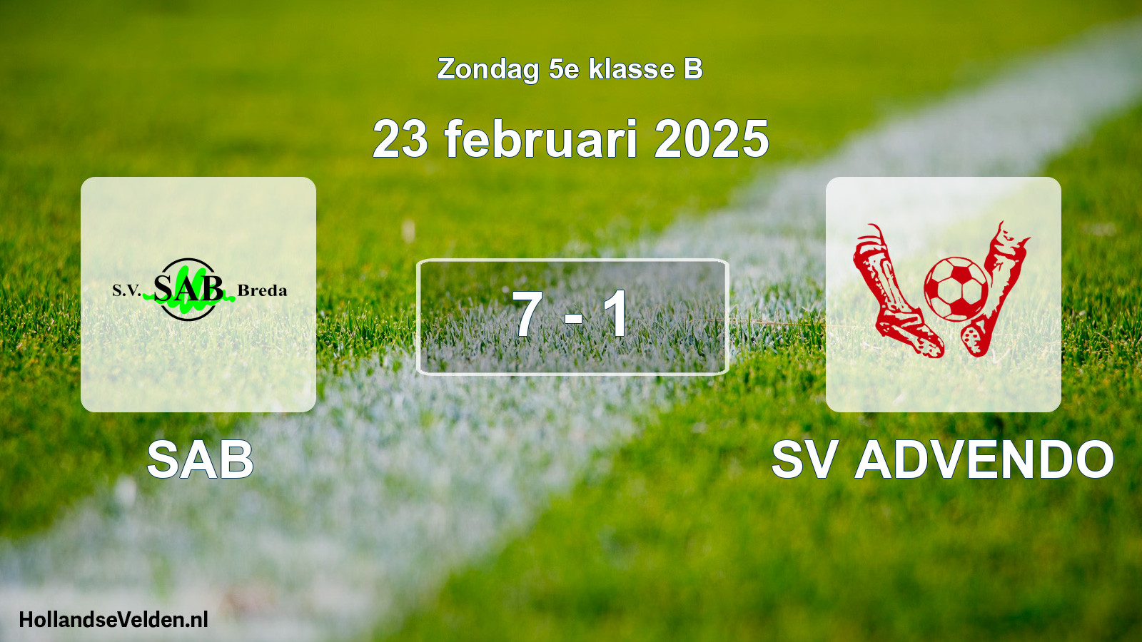 Total number of matches played: SAB - SV ADVENDO 7 - 1 (23 February 2025)