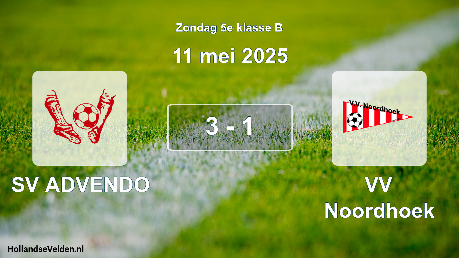 Total number of matches played: SV ADVENDO - VV Noordhoek 3 - 1 (11 May 2025)