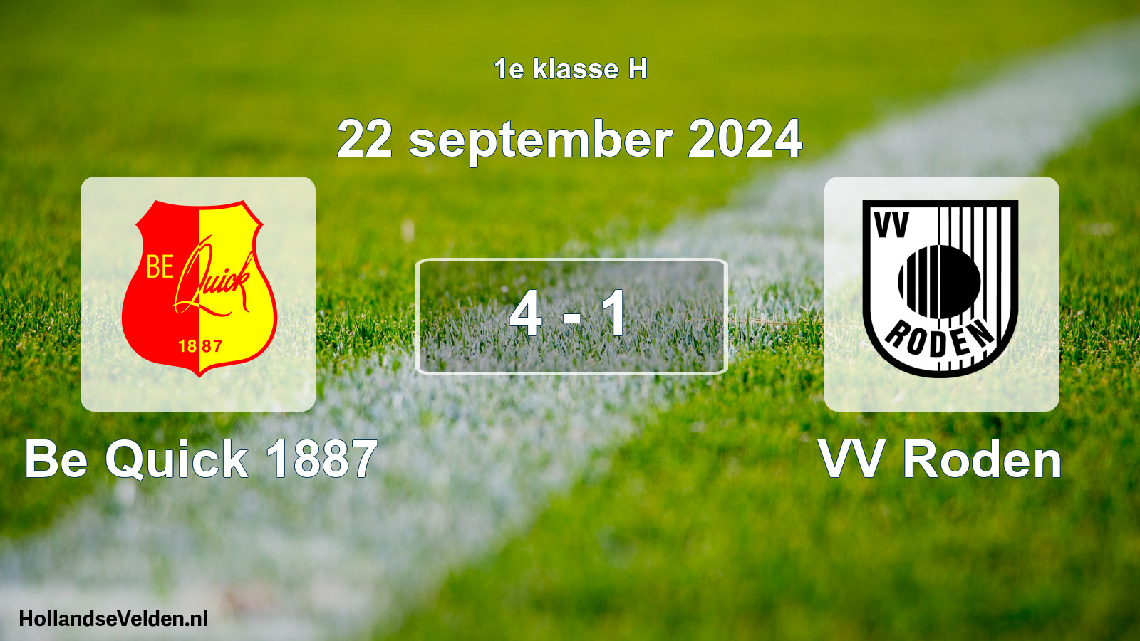 Total number of matches played: Be Quick 1887 - VV Roden 4 - 1 (22 September 2024)