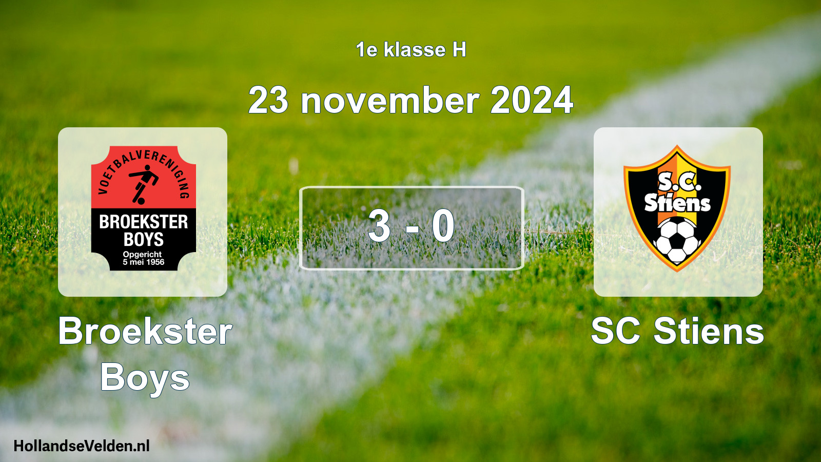 Total number of matches played: Broekster Boys - SC Stiens 3 - 0 (23 November 2024)