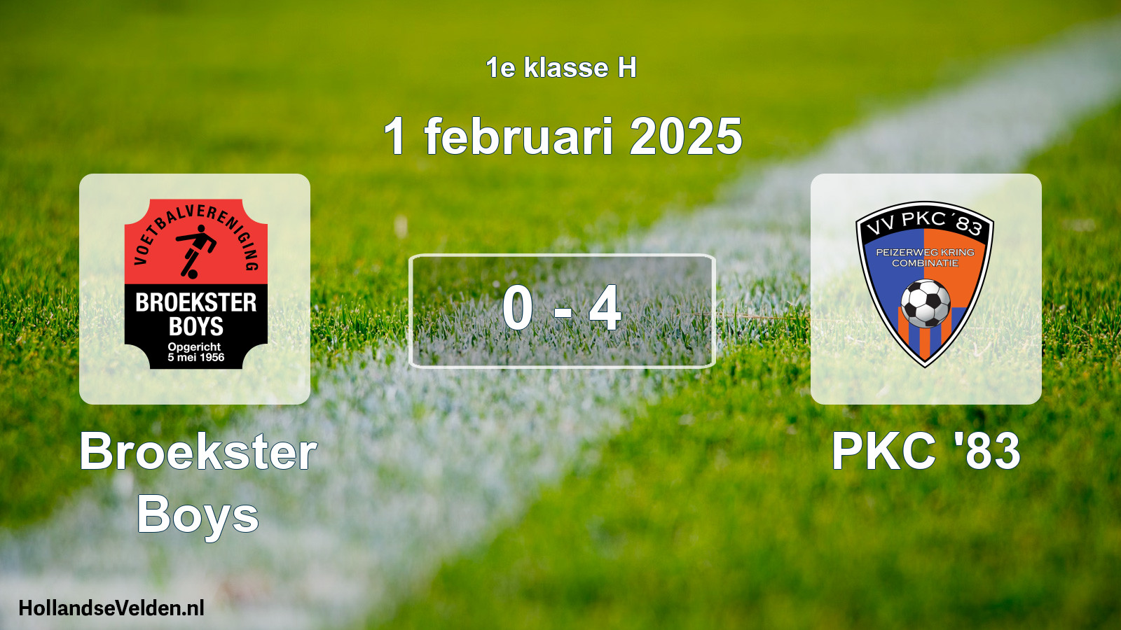 Total number of matches played: Broekster Boys - PKC '83 0 - 4 (1 February 2025)