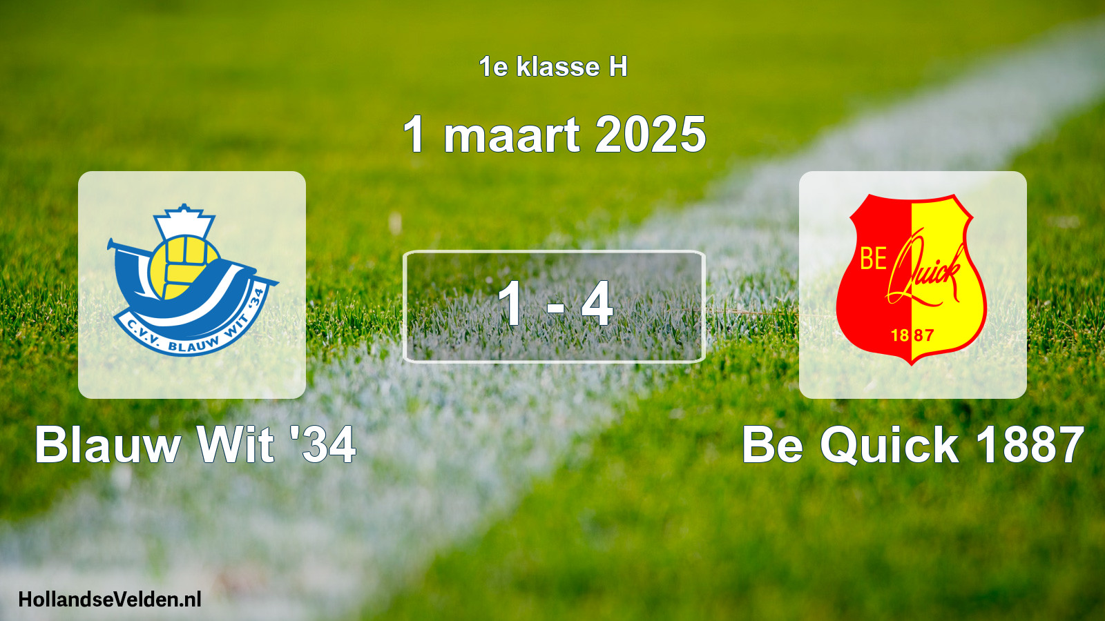 Total number of matches played: Blauw Wit '34 - Be Quick 1887 1 - 4 (1 March 2025)