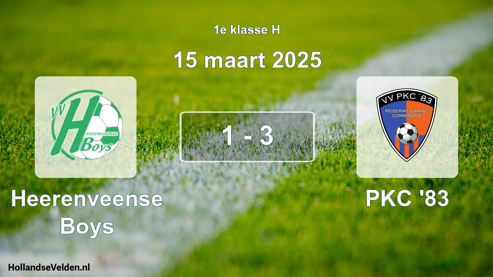 Total number of matches played: Heerenveense Boys - PKC '83 1 - 3 (15 March 2025)