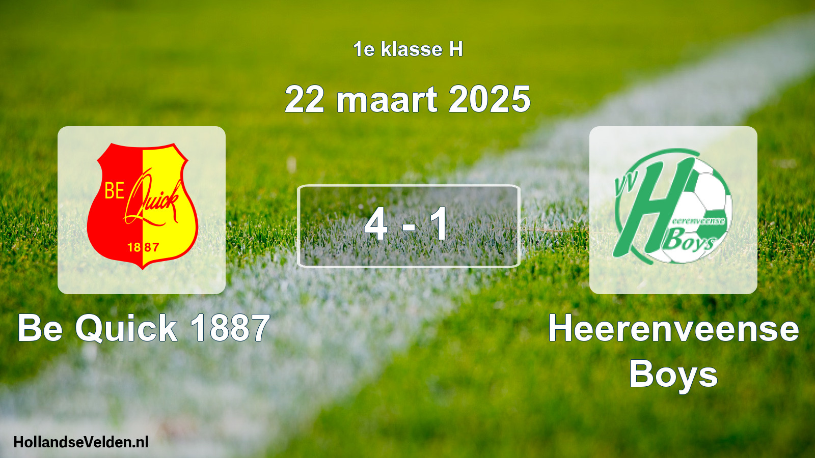 Total number of matches played: Be Quick 1887 - Heerenveense Boys 4 - 1 (22 March 2025)
