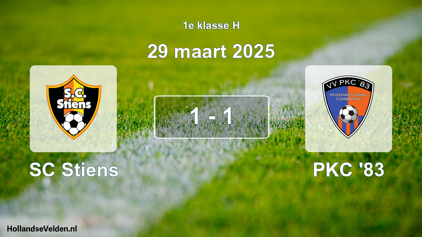 Total number of matches played: SC Stiens - PKC '83 1 - 1 (29 March 2025)