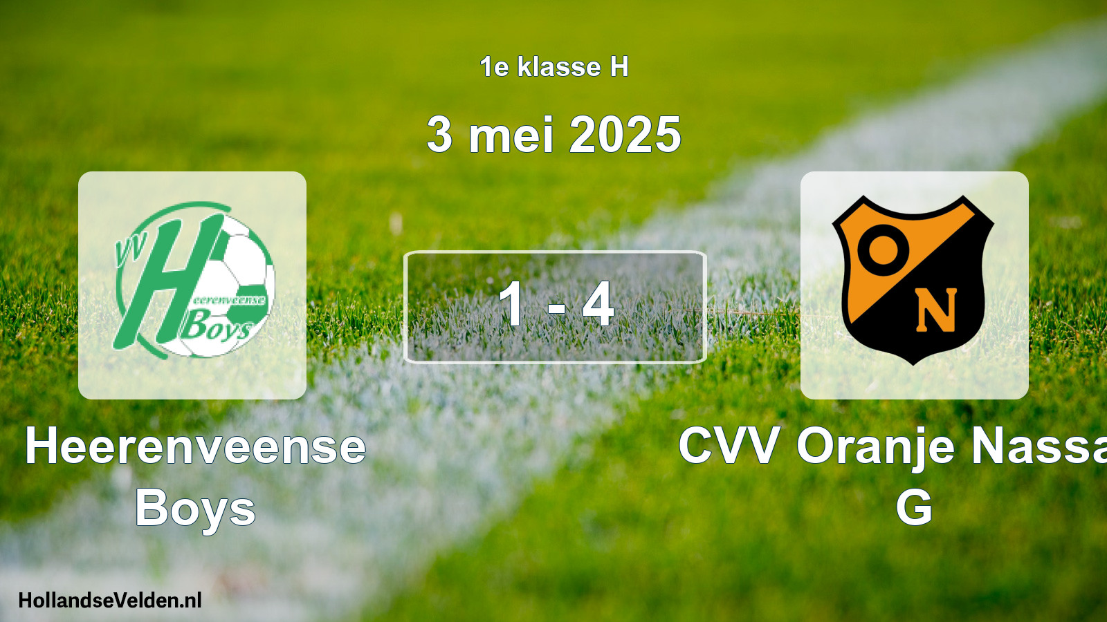 Total number of matches played: Heerenveense Boys - CVV Oranje Nassau G 1 - 4 (3 May 2025)