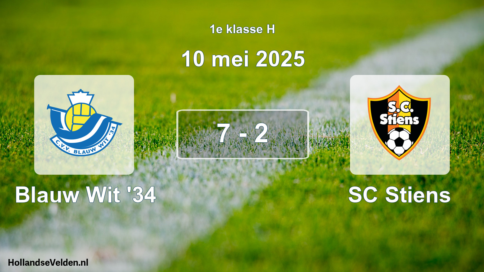 Total number of matches played: Blauw Wit '34 - SC Stiens 7 - 2 (10 May 2025)