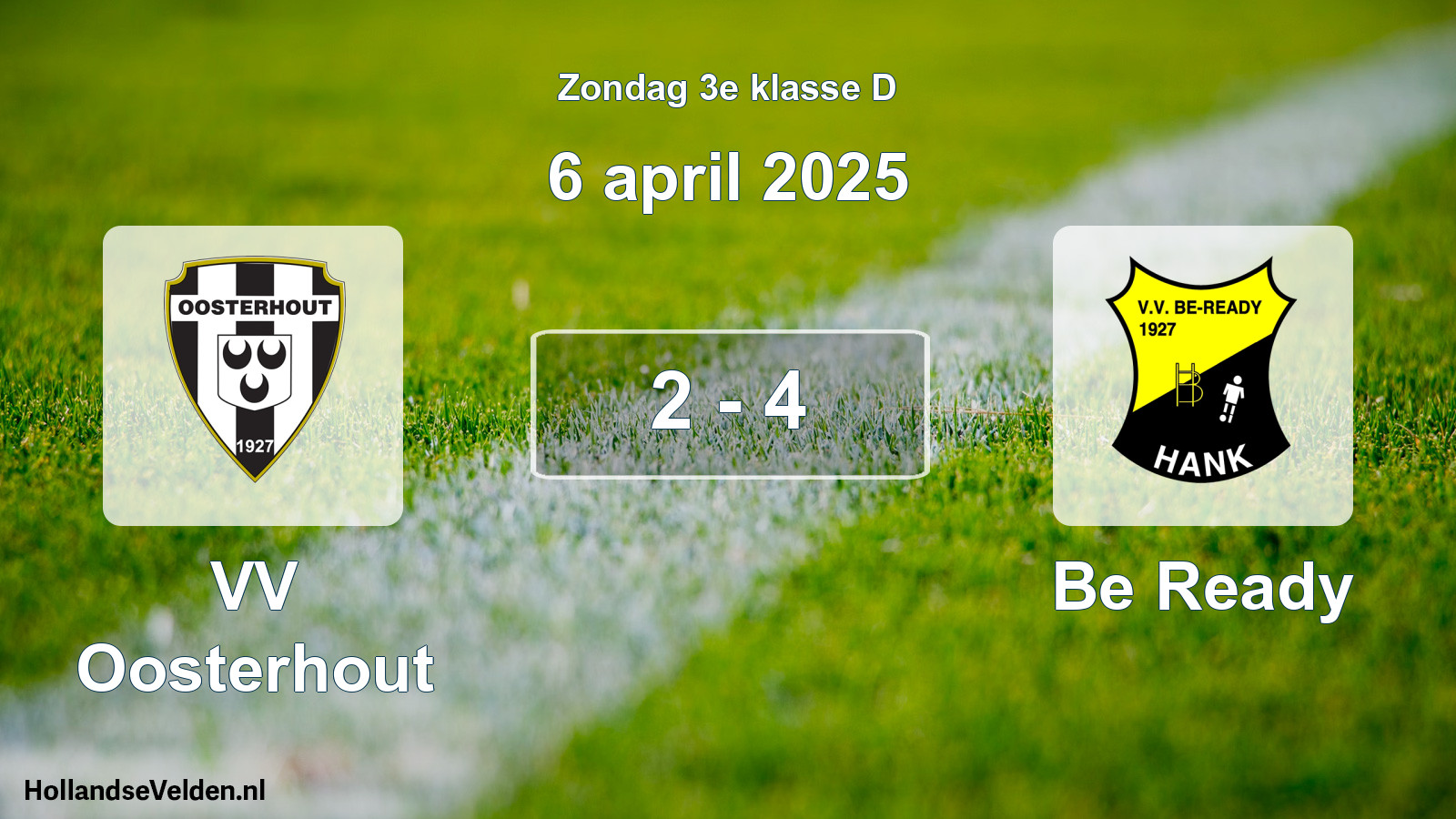 Total number of matches played: VV Oosterhout - Be Ready 2 - 4 (6 April 2025)