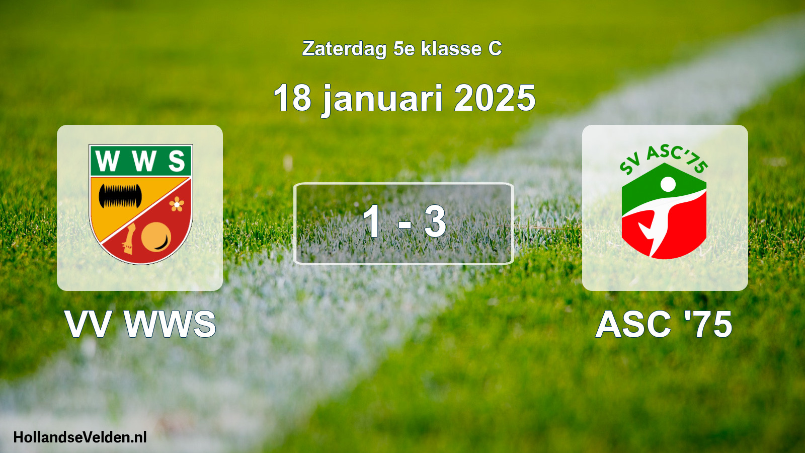 Total number of matches played: VV WWS - ASC '75 1 - 3 (18 January 2025)
