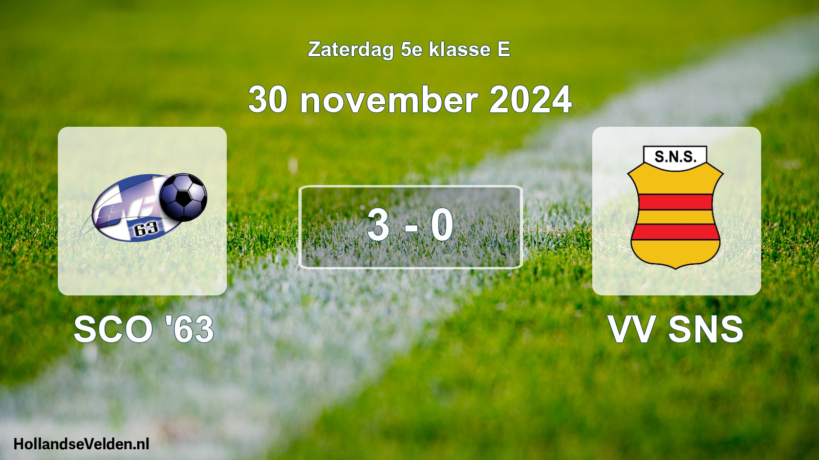 Total number of matches played: SCO '63 - VV SNS 3 - 0 (30 November 2024)