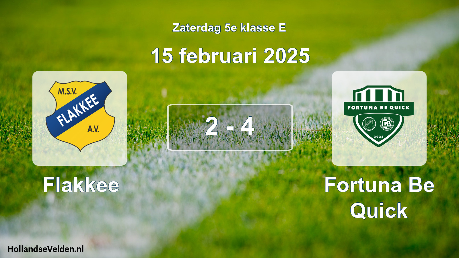 Total number of matches played: Flakkee - Fortuna Be Quick 2 - 4 (15 February 2025)