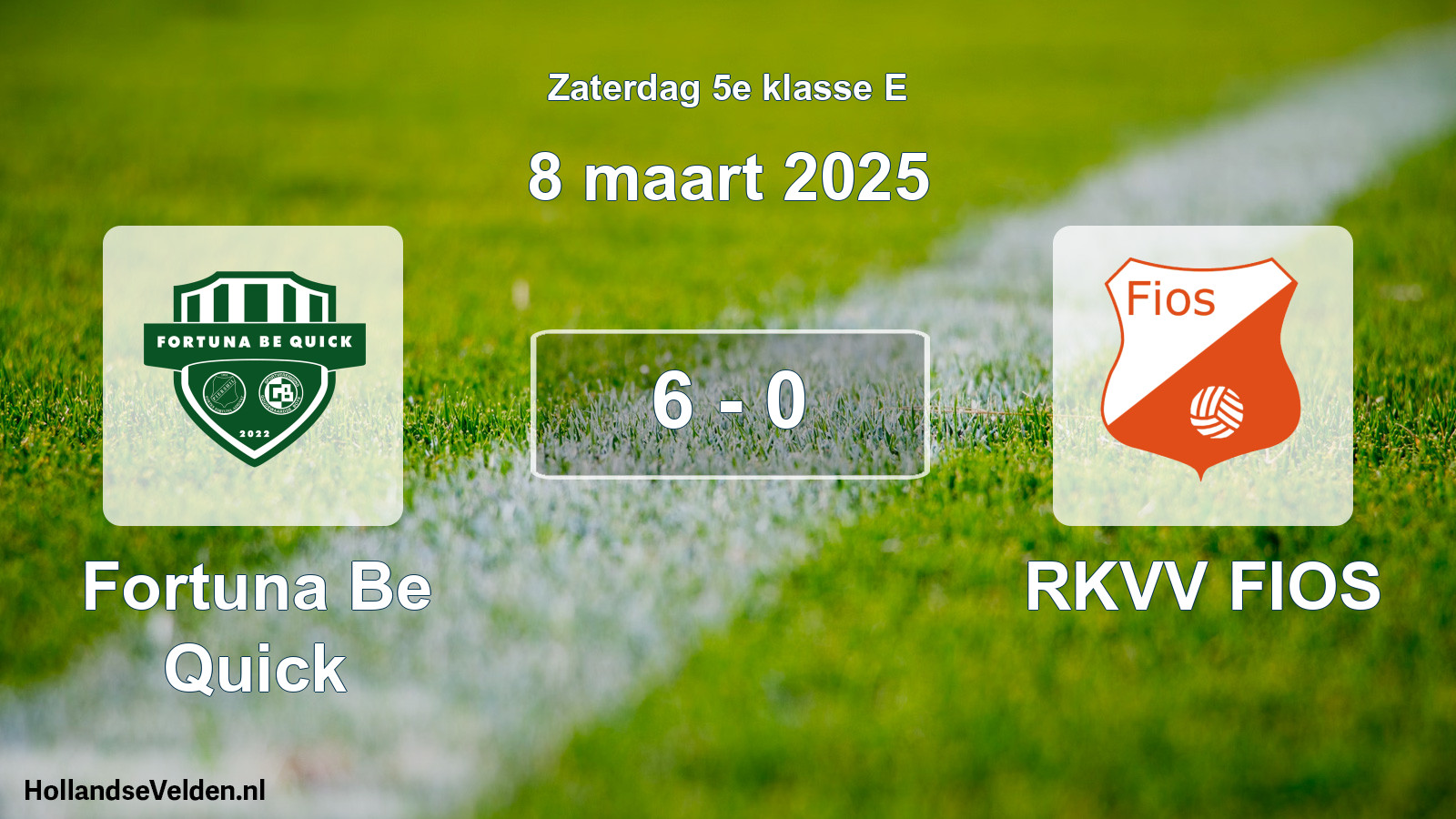 Total number of matches played: Fortuna Be Quick - RKVV FIOS 6 - 0 (8 March 2025)
