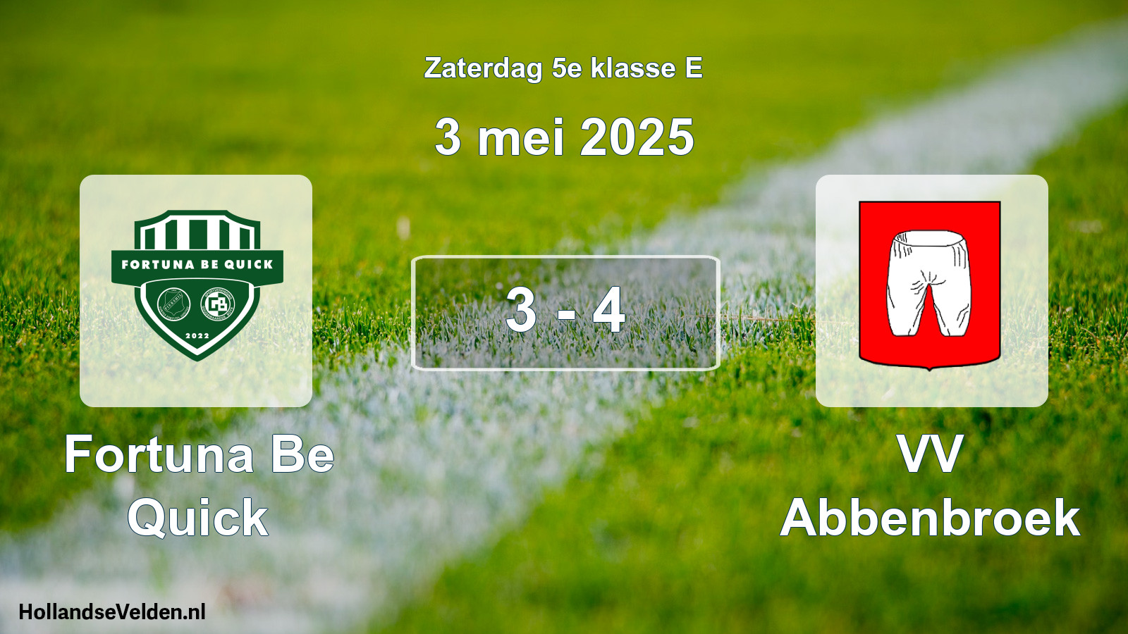 Total number of matches played: Fortuna Be Quick - VV Abbenbroek 3 - 4 (3 May 2025)