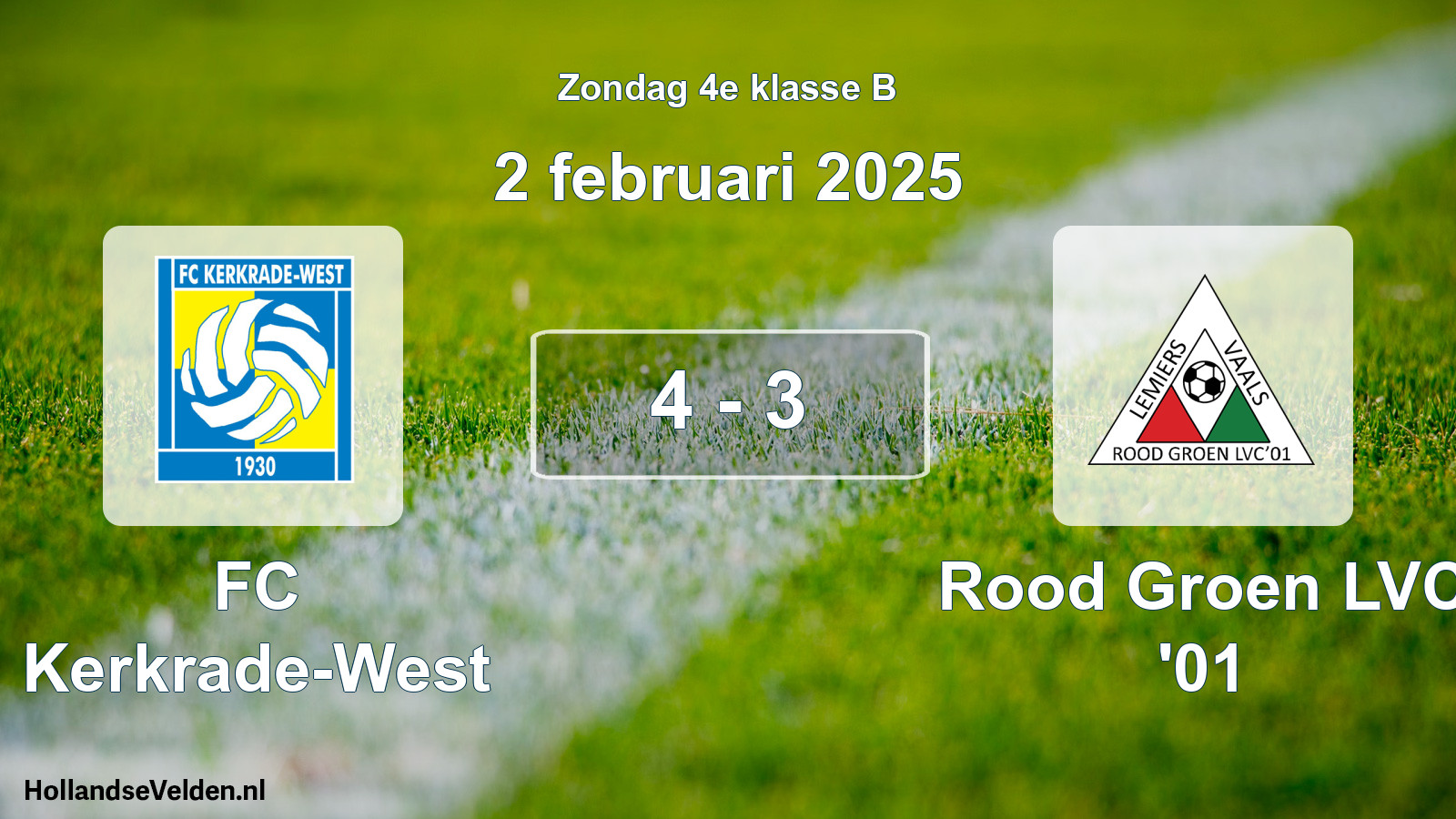 Total number of matches played: FC Kerkrade-West - Rood Groen LVC '01 4 - 3 (2 February 2025)
