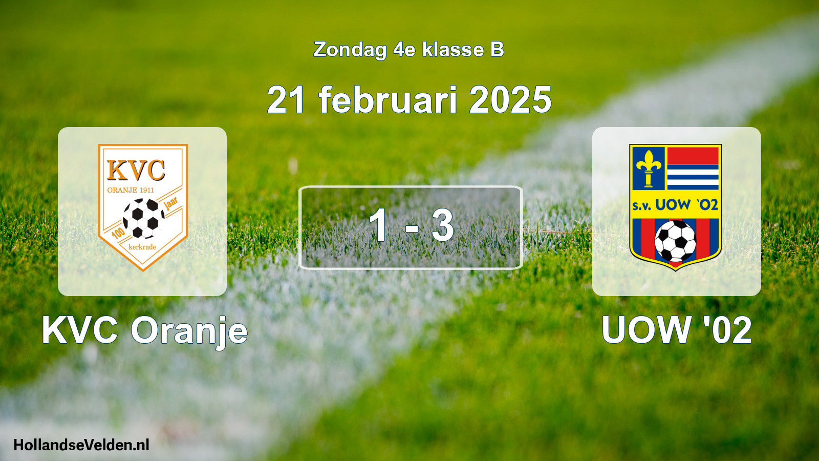 Total number of matches played: KVC Oranje - UOW '02 1 - 3 (21 February 2025)